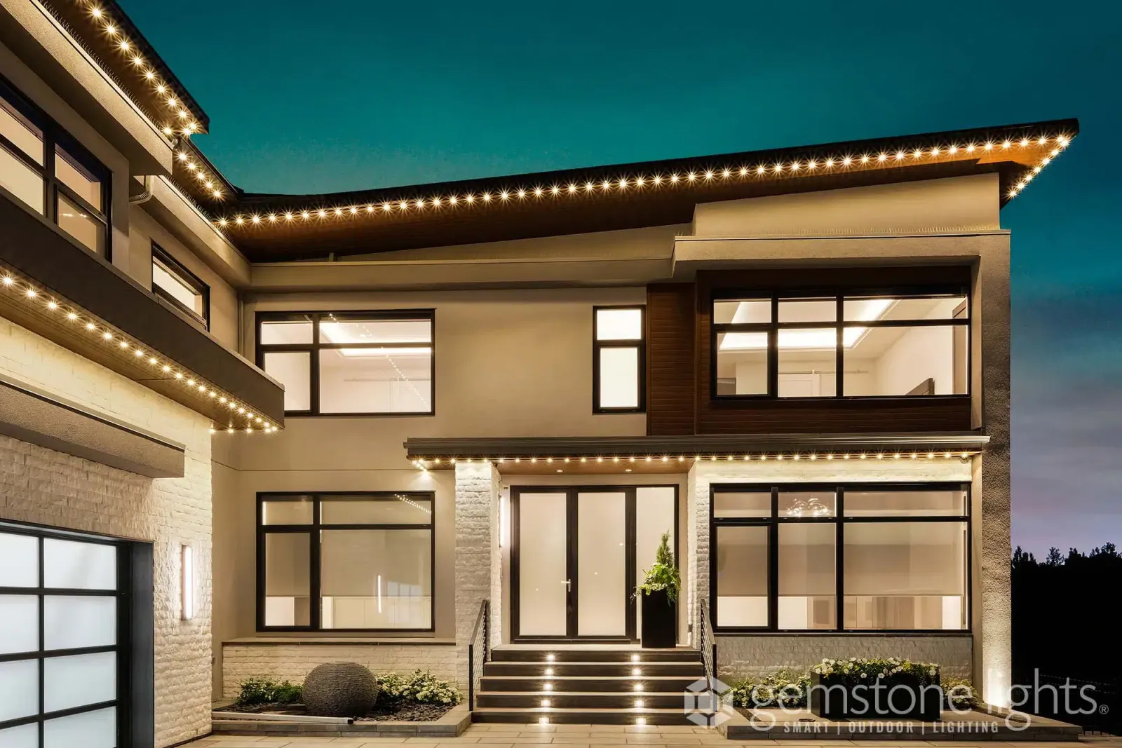 Contemporary home in warm white light