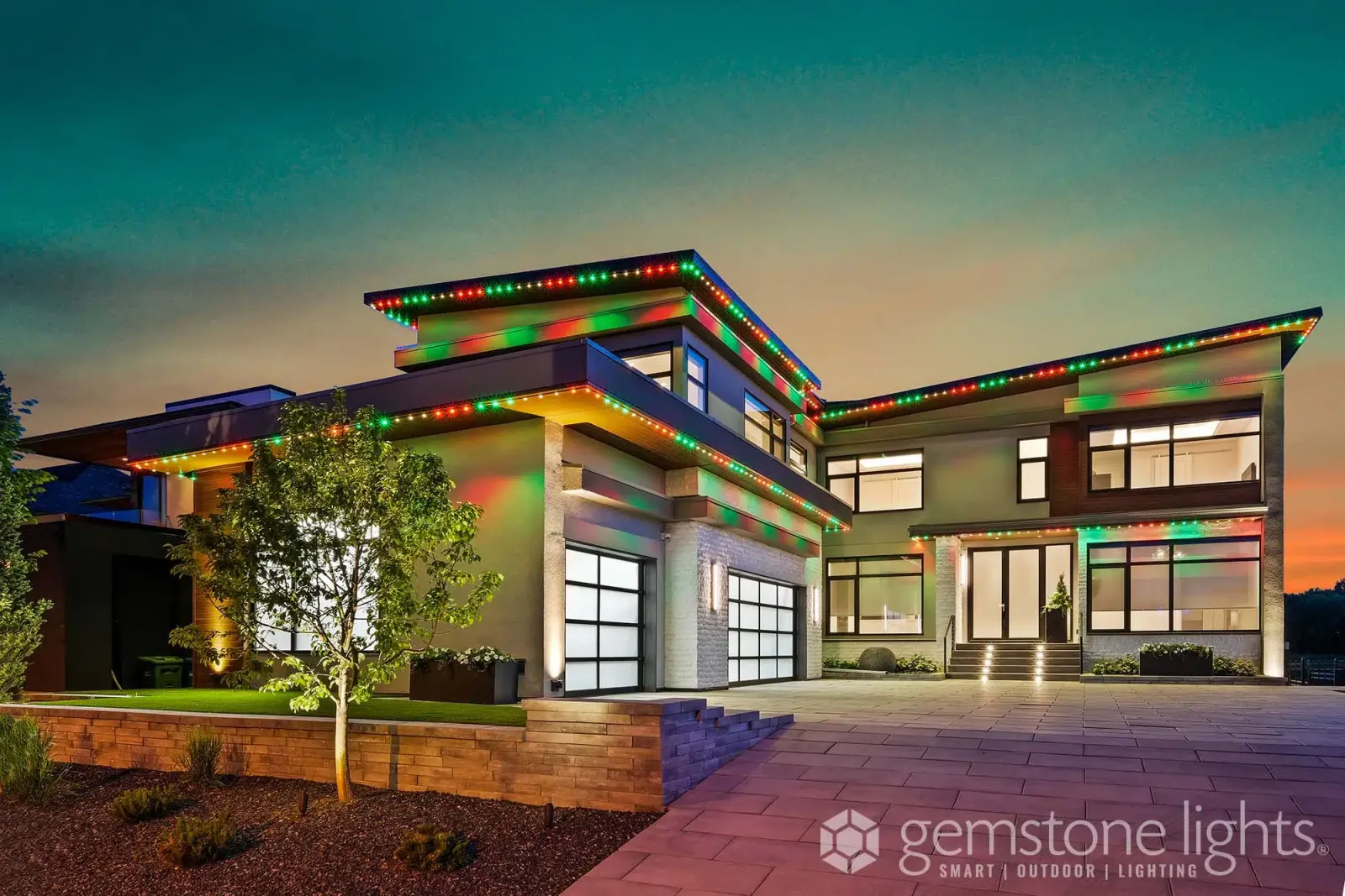 Modern home in Christmas colors